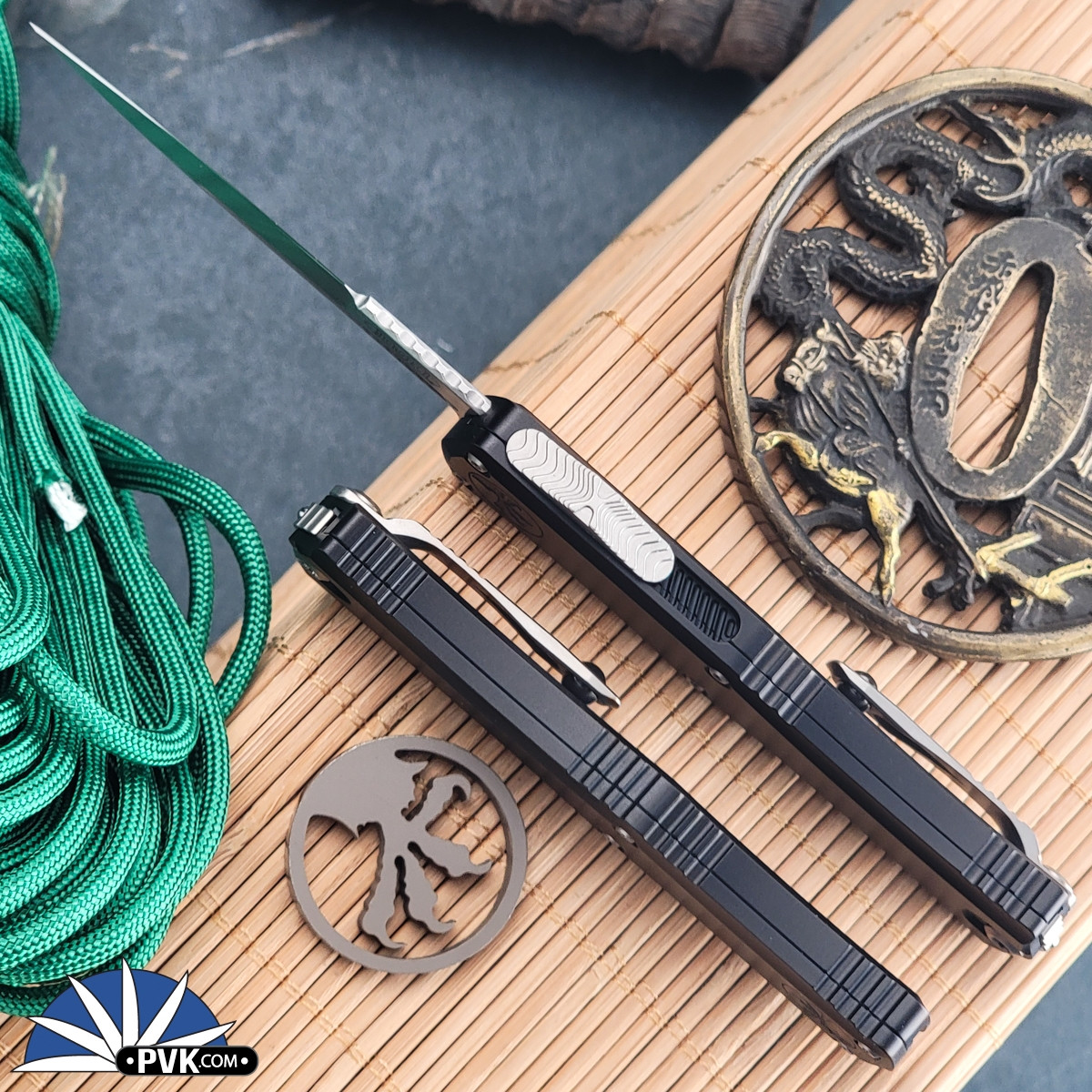 Microtech Hera II Mini 1701M-10 Bayonet Stonewash Blade, Black Handle - PVK