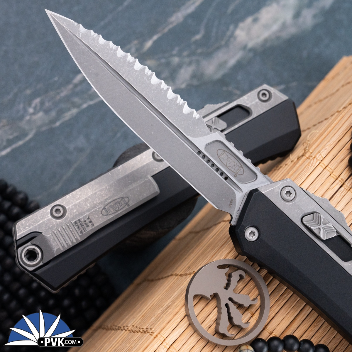 Microtech GLYKON 184-11AP Bayonet Apocalyptic Top Serrated Blade