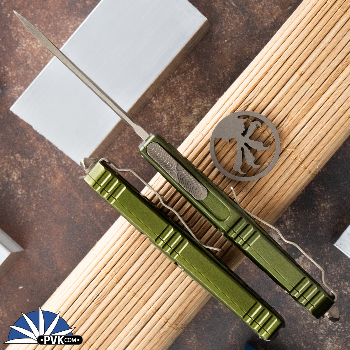 Microtech UTX-85 II 231II-13ODS Single Edge Bronze Blade, OD Green