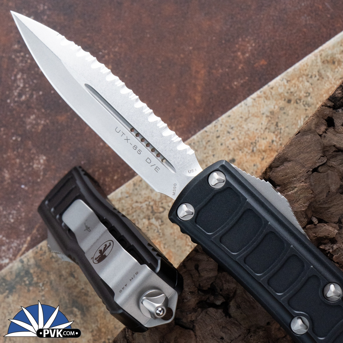 Microtech UTX-85 II 232II-12S Double Edge Stonewash Full Serrated