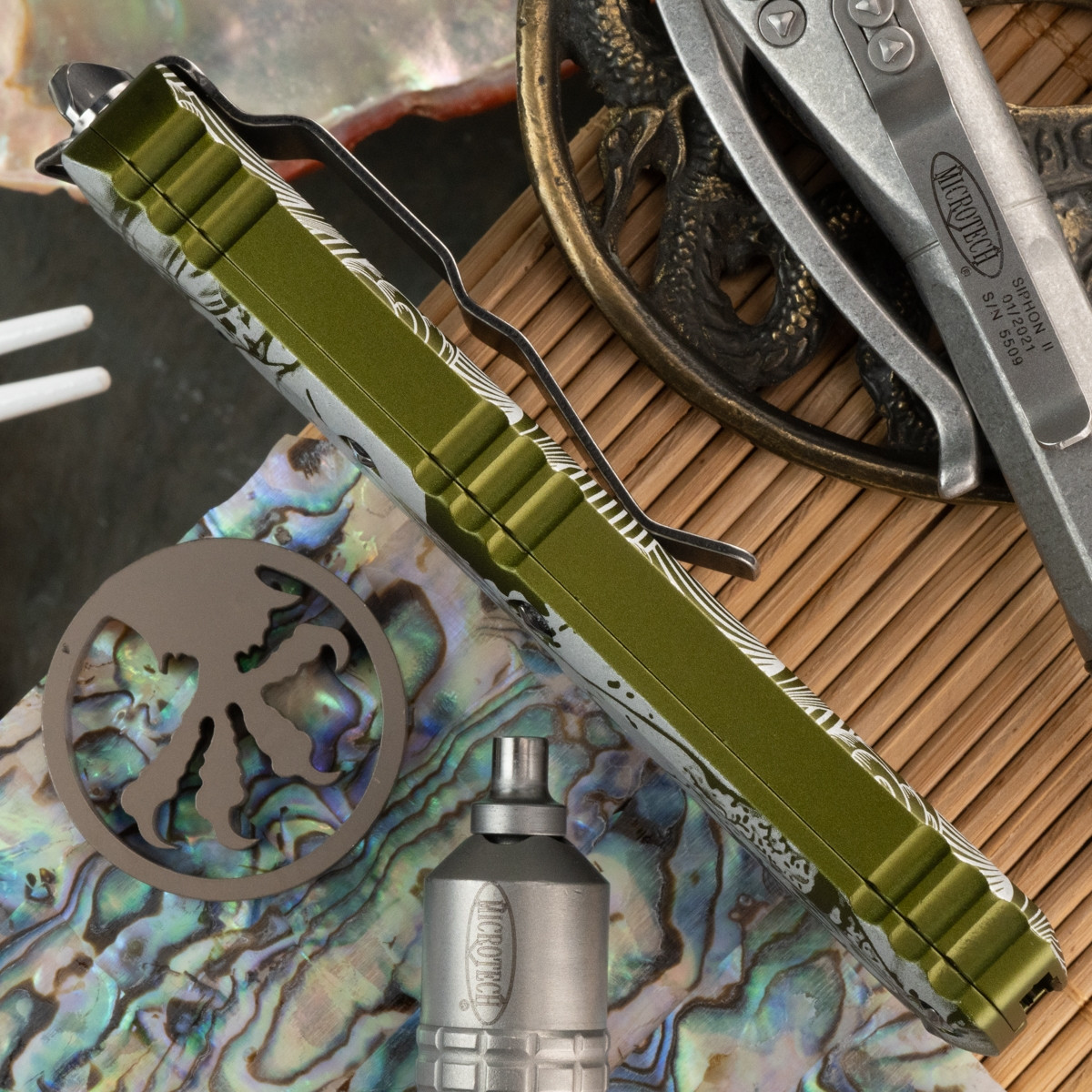 PVK Custom UTX-85 Distressed Geisha w/ Waves OD Green, Single Edge