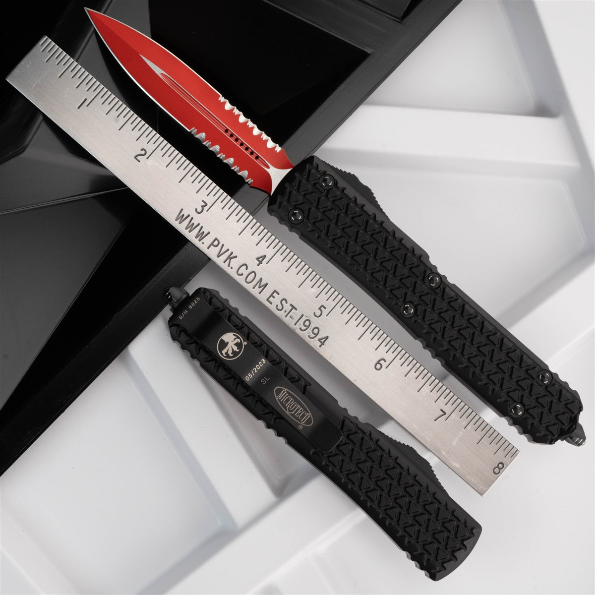 Microtech Ultratech 122-2SL Double Edge Red Partial Serrated Blade
