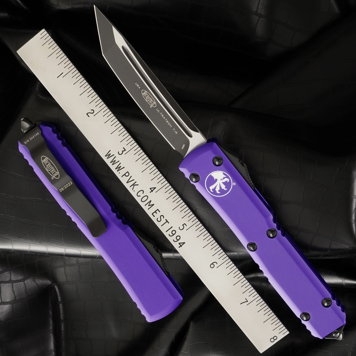 Microtech Ultratech 123-1PU Tanto Black Blade, Purple Handle - PVK