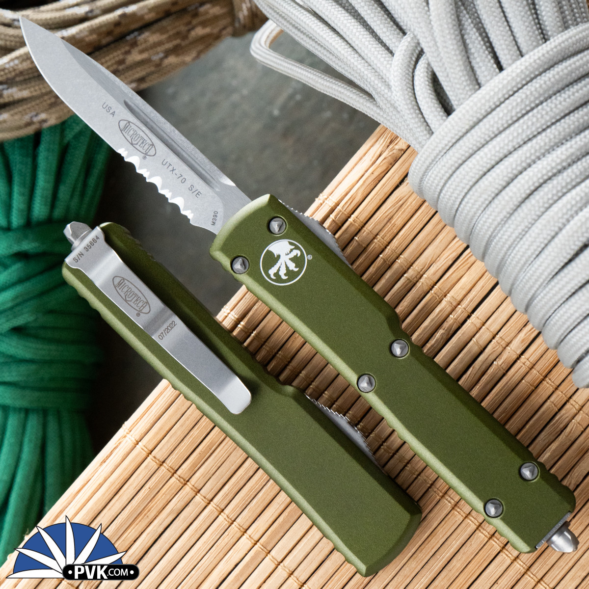 Microtech UTX-70 148-11OD Single Edge Stonewash Partial Serrated