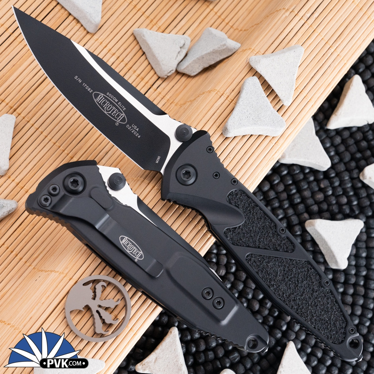 Microtech Socom Elite Manual 160-1T Single Edge Black Blade, Black