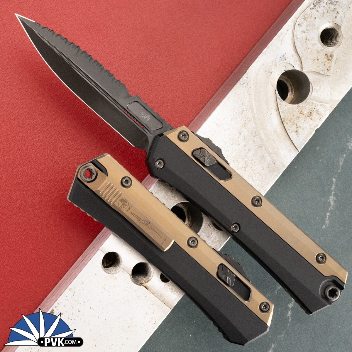 キムトzz! 　COCON III Microtech GLYKON 184-2DLCBZ, Bayonet DLC Top Serrated Blade