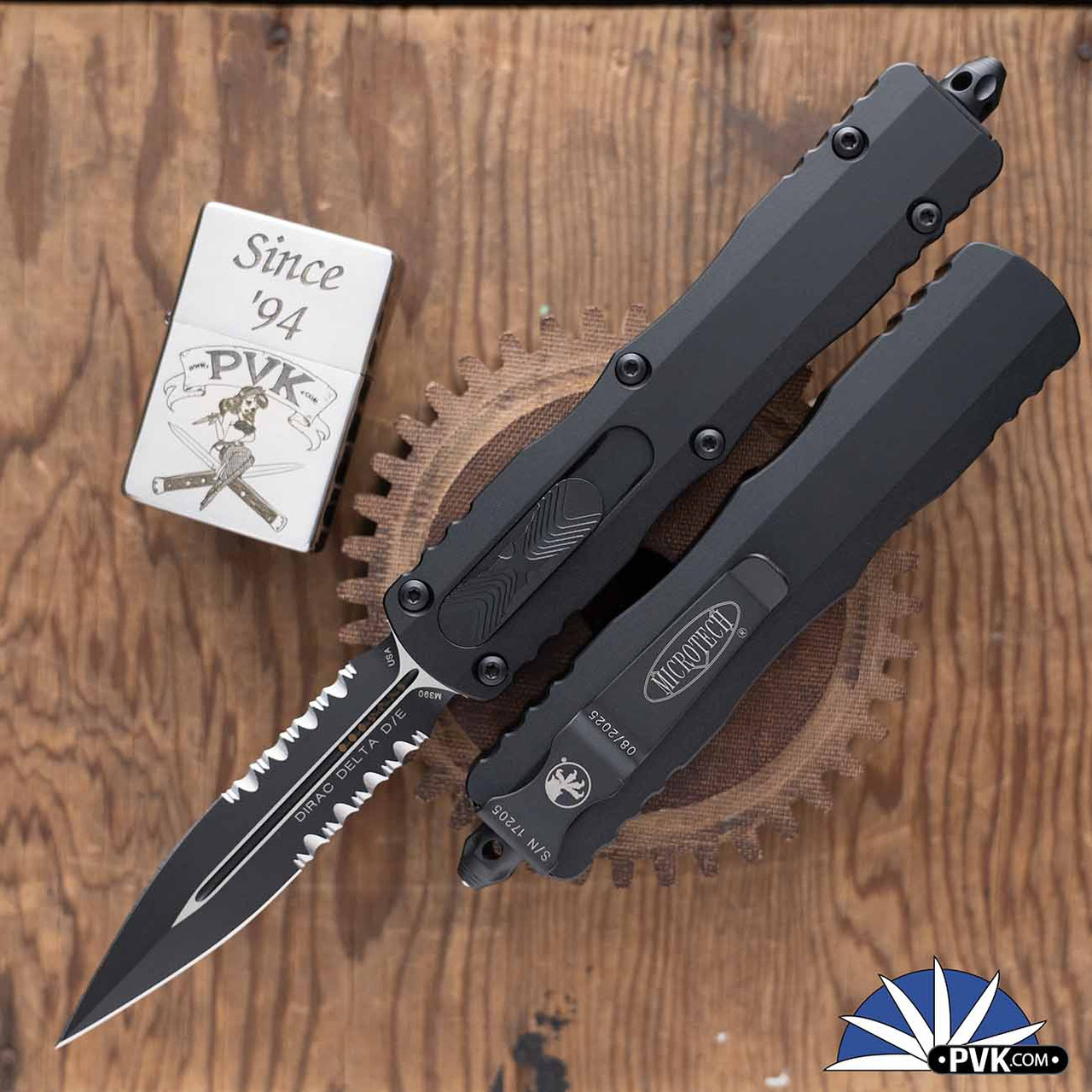 Microtech Dirac Delta 227-2T Black Partial Serrated Blade, Black