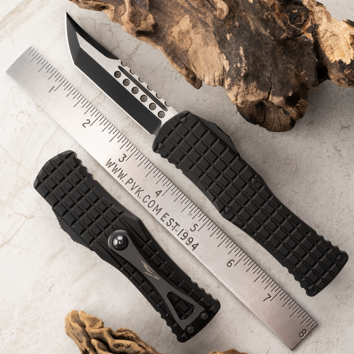 未使用？ ハッコー HAX SHARPUL GL-Ⅱ 10mm Microtech Hera 919-1TFRS Hellhound Black Blade, Black Frag Handle