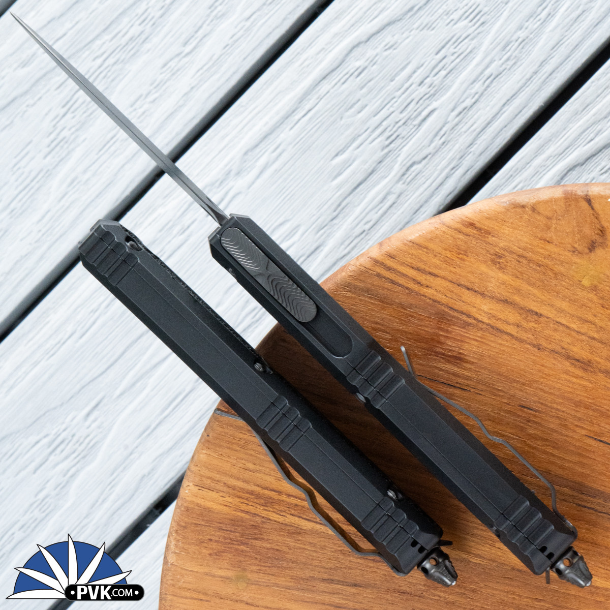 Microtech Makora 206-1 DLCTSH Double Edge DLC Blade, Black Handle