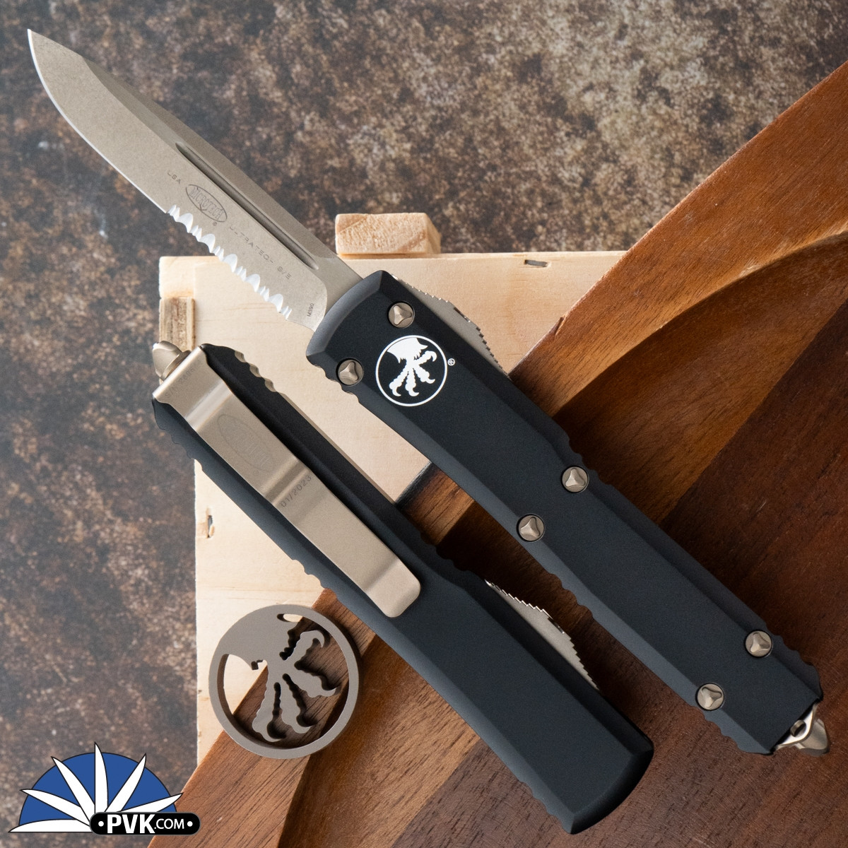 Microtech Ultratech 121-14 Single Edge Bronze Partial Serrated