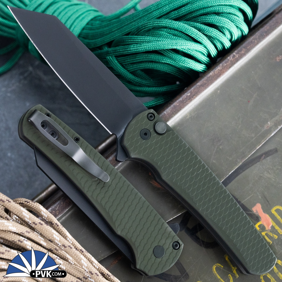 ProTech Malibu 5236-Green DLC 20CV Reverse Tanto Blade, Green