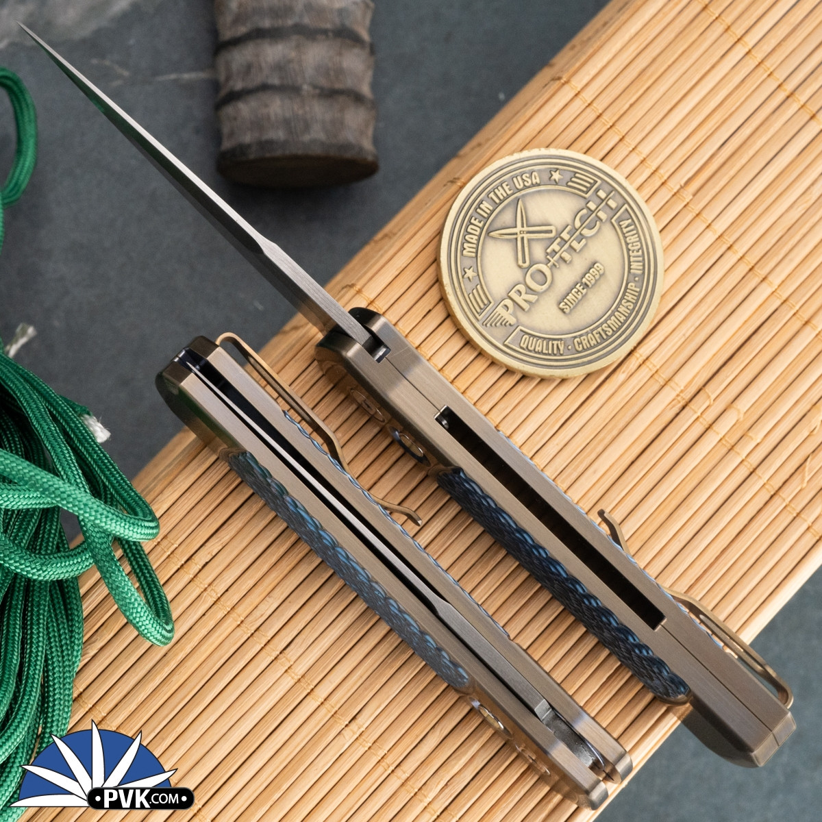 Protech Custom Godson Auto Texas 2024 Chad Nichols Damascus Blade 