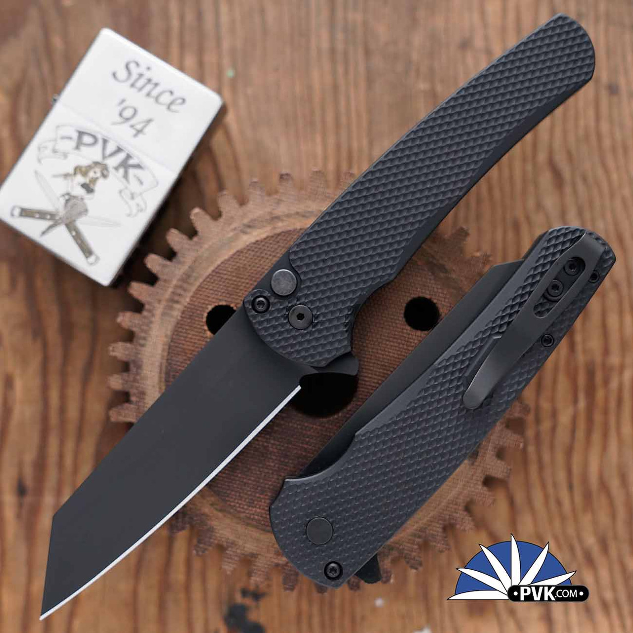 Protech Malibu PVK Exclusive MRT 2 Black Reverse Tanto Flipper DLC