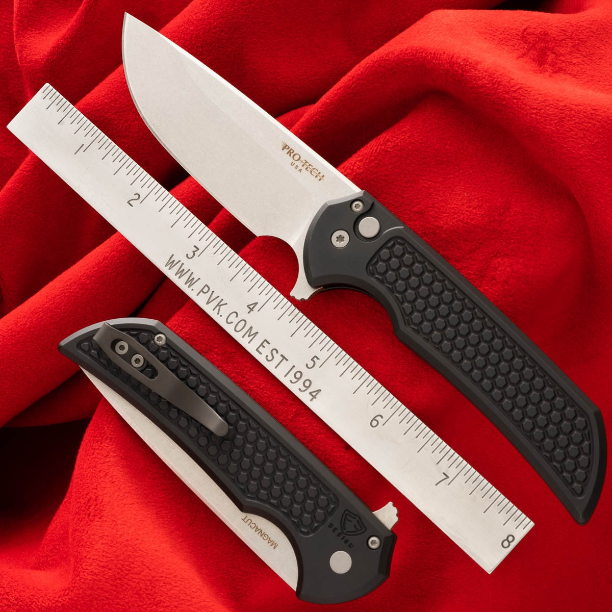 Protech Mordax Plunge Lock Flipper Knife Honey Comb Handle