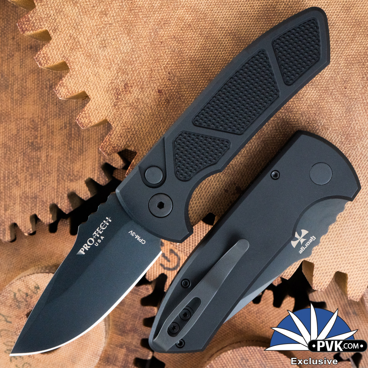 Protech/Les George SBR Auto, Black DLC CPM-3V, Black Textured *PVK