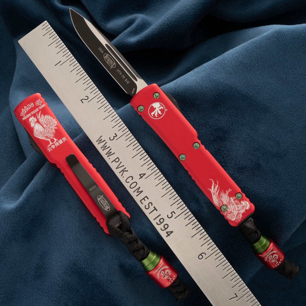 PVK Custom UTX-70 Single Edge Sriracha Red Chassis Black Blade