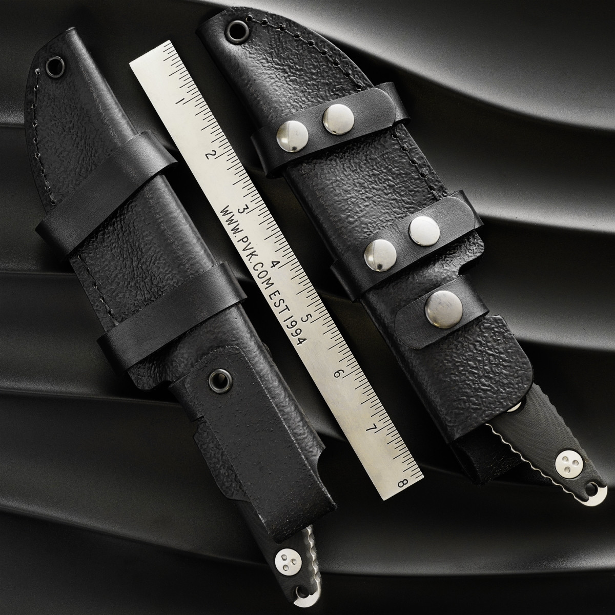 Ramos Customs Textured Black Leather Sheath, Microtech Socom Alpha