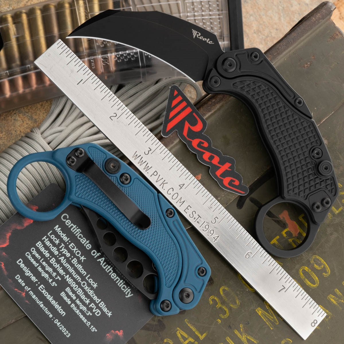 Reate EXO-K Gravity Karambit, Black PVD N690, Black Oxide Aluminum