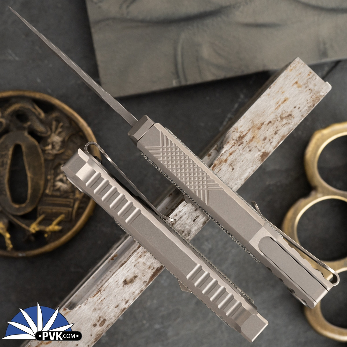 Reate EXO Mini Gravity, Drop Point Stonewash 3V, Black Micarta - PVK