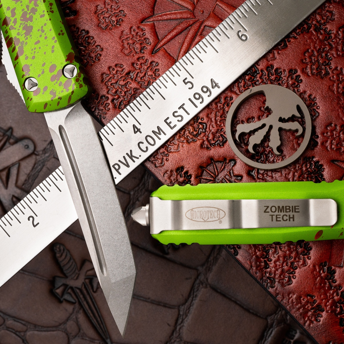 Microtech Ultratech 123-10Z Tanto Stonewash Blade, ZombieTech