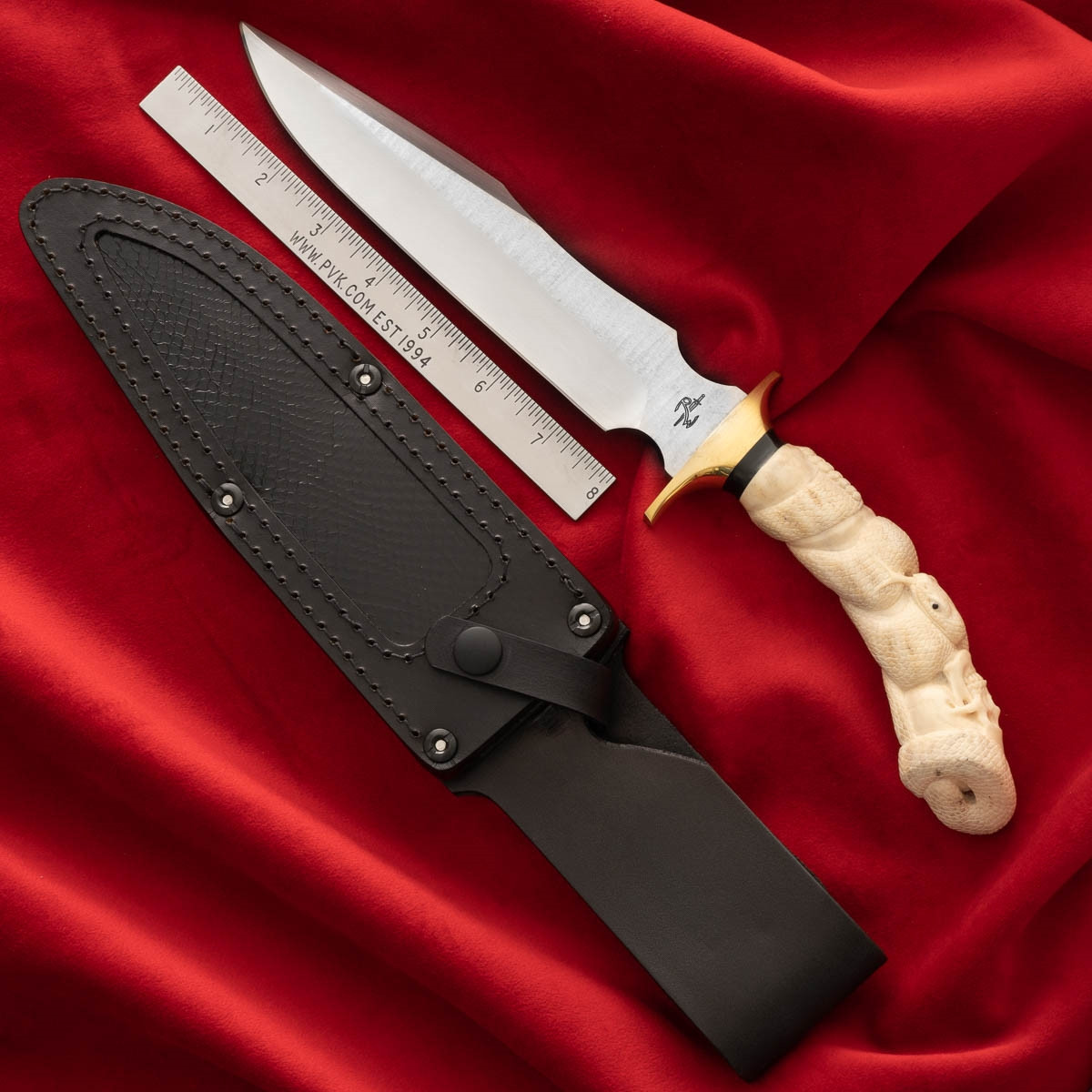 Reese Weiland Snake & Skull Bone Handled Fixed Blade Fighter, Two