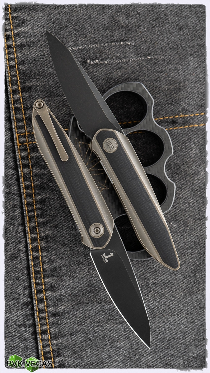 WE Knife Co. Black Void Opus Black Stonewashed CPM20CV Black G10