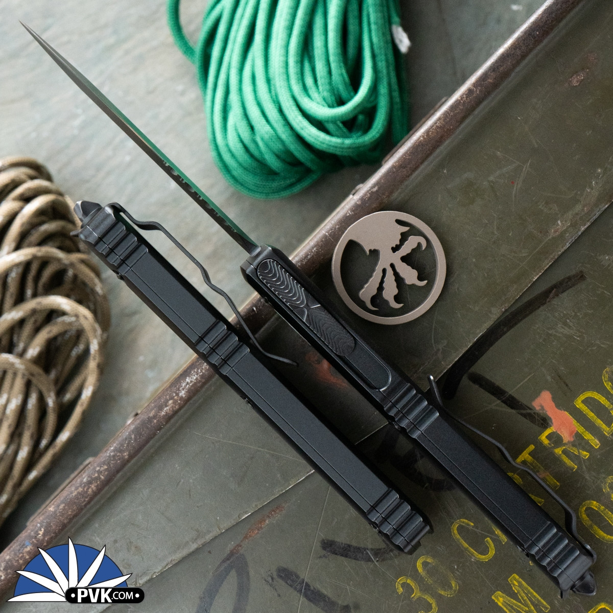 Microtech Ultratech 122-2T Double Edge Black Partial Serrated