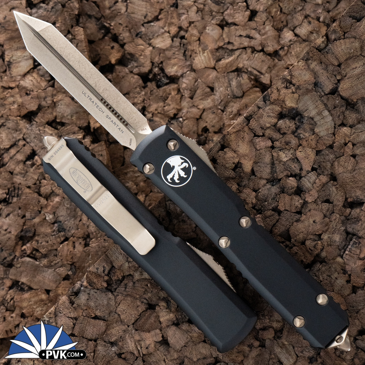 Microtech Ultratech 223-13 Spartan Bronze Blade, Black Handle - PVK