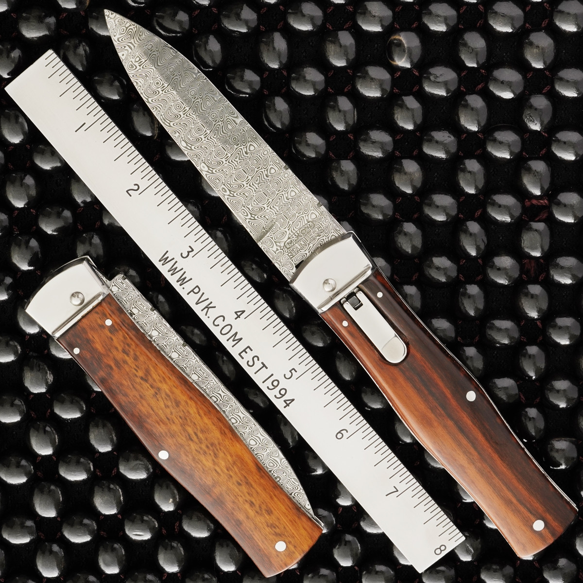 Mikov Predator Leverlock Auto Custom WildCat Damascus w/ Filework