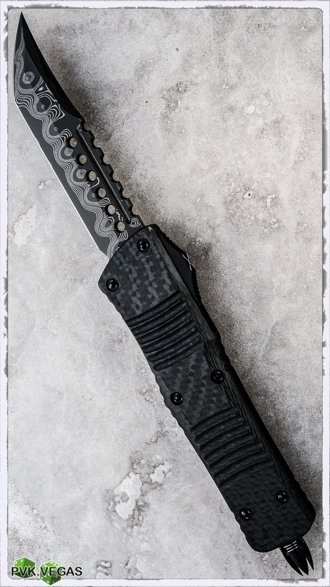 Microtech Custom Combat Troodon Hell Hound Damascus Blade BKHW - PVK