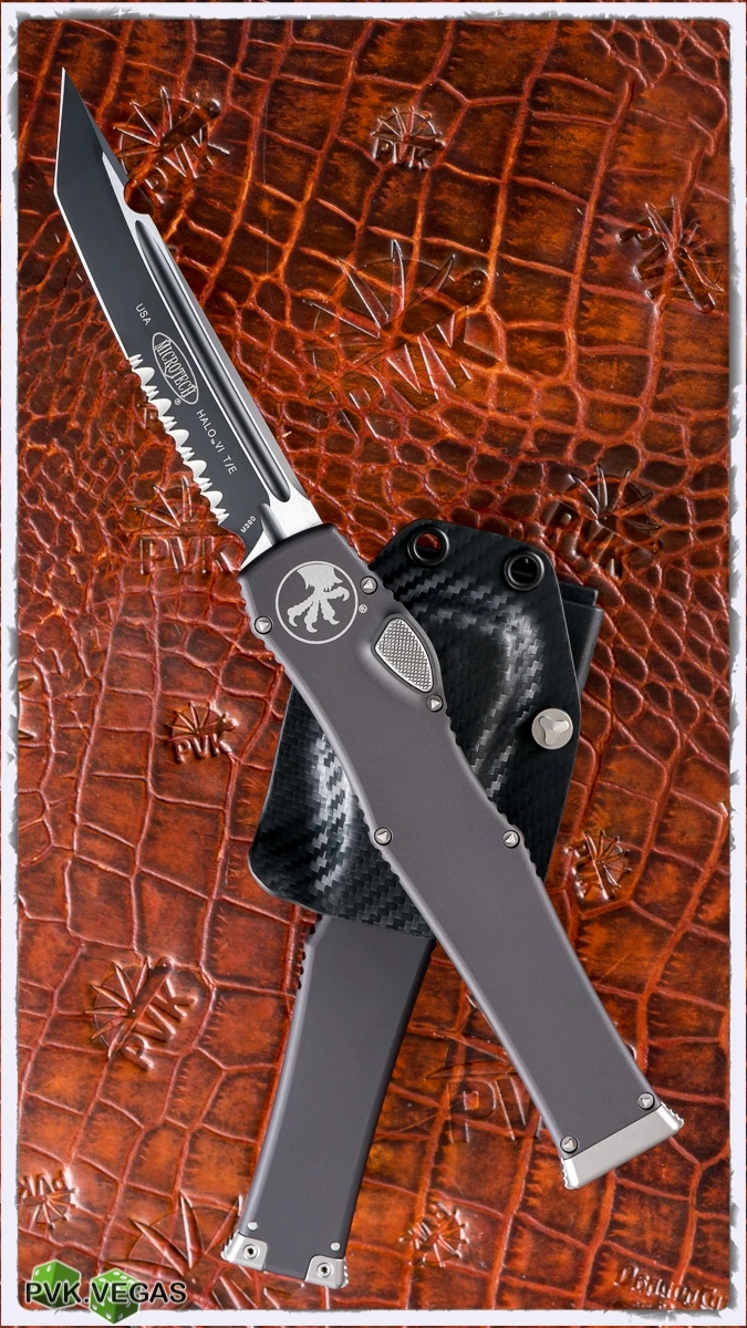 Microtech HALO 6 T/E Kydex 250-2 Black Serrated Blade - PVK