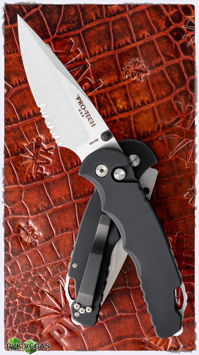 Protech TR-4.2 M/A Silver Blade Serrated Edge - PVK