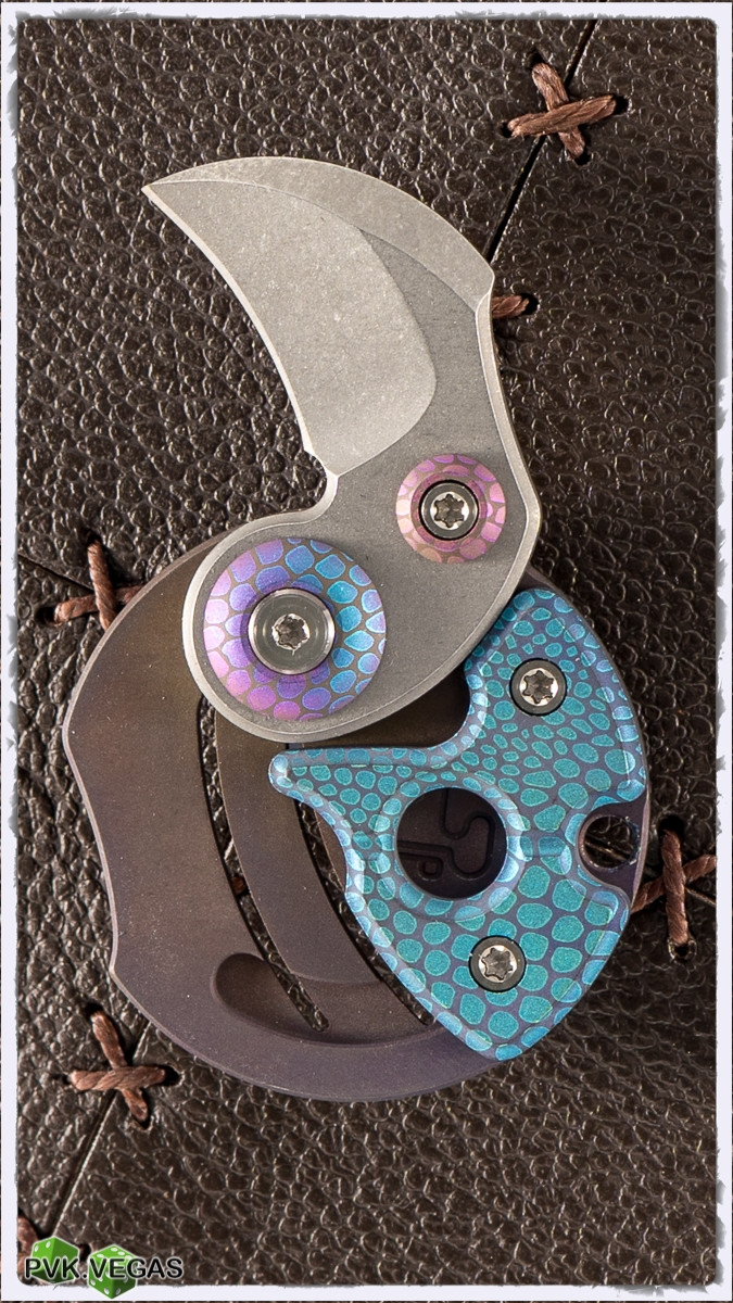 Serge Knifeco Custom Anodized Coin Claw Folding Knife Titanium - PVK