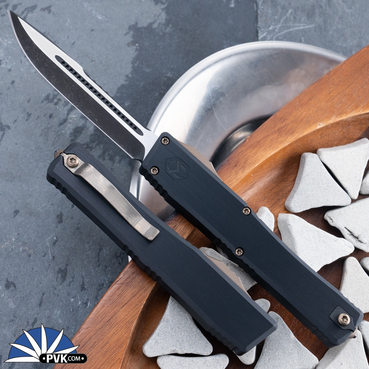 Heretic Knives NYX Prototype Single Edge Two Tone DLC Blade, Black