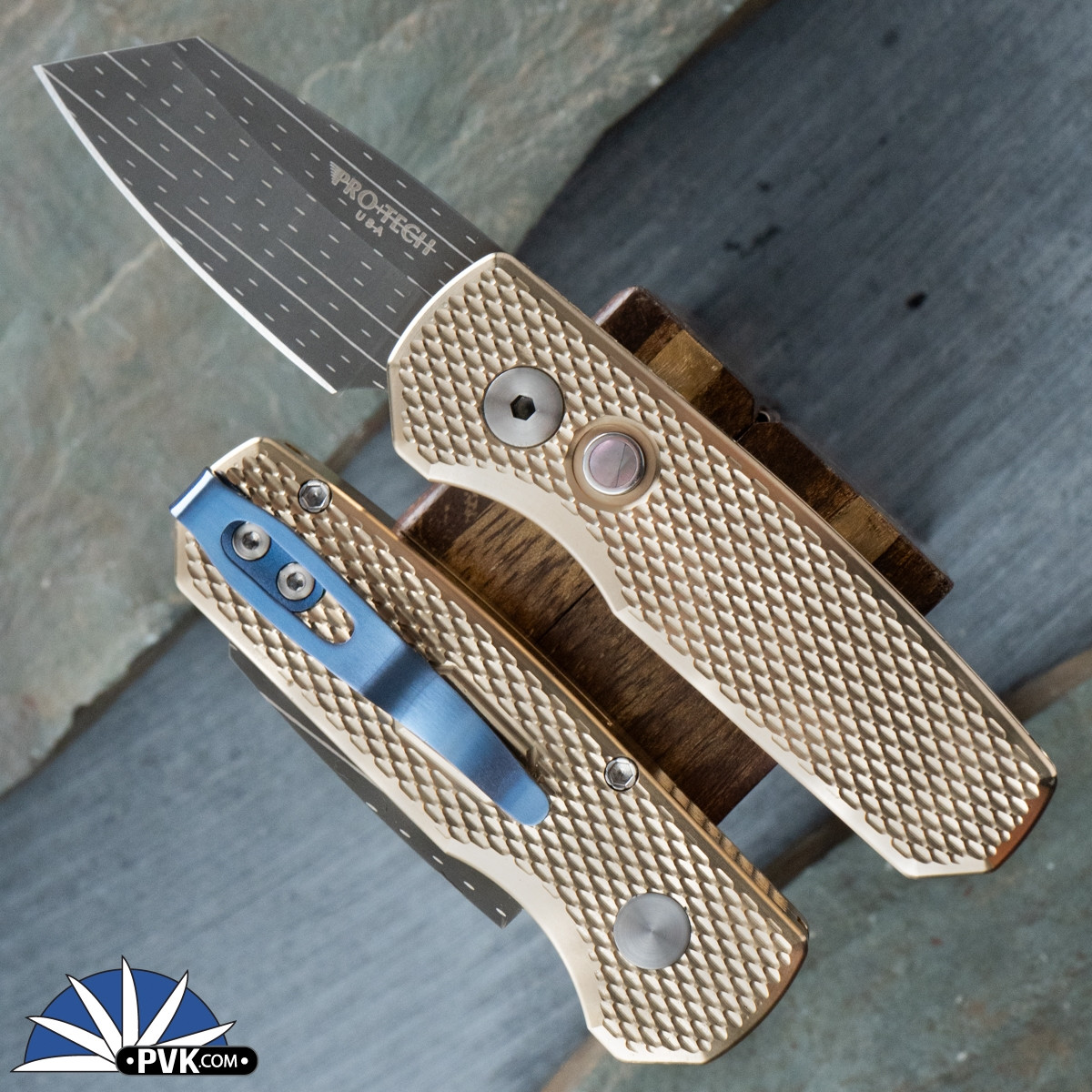 Protech Runt 5 ATL 2024 StarFire Damascus Reverse Tanto Blade