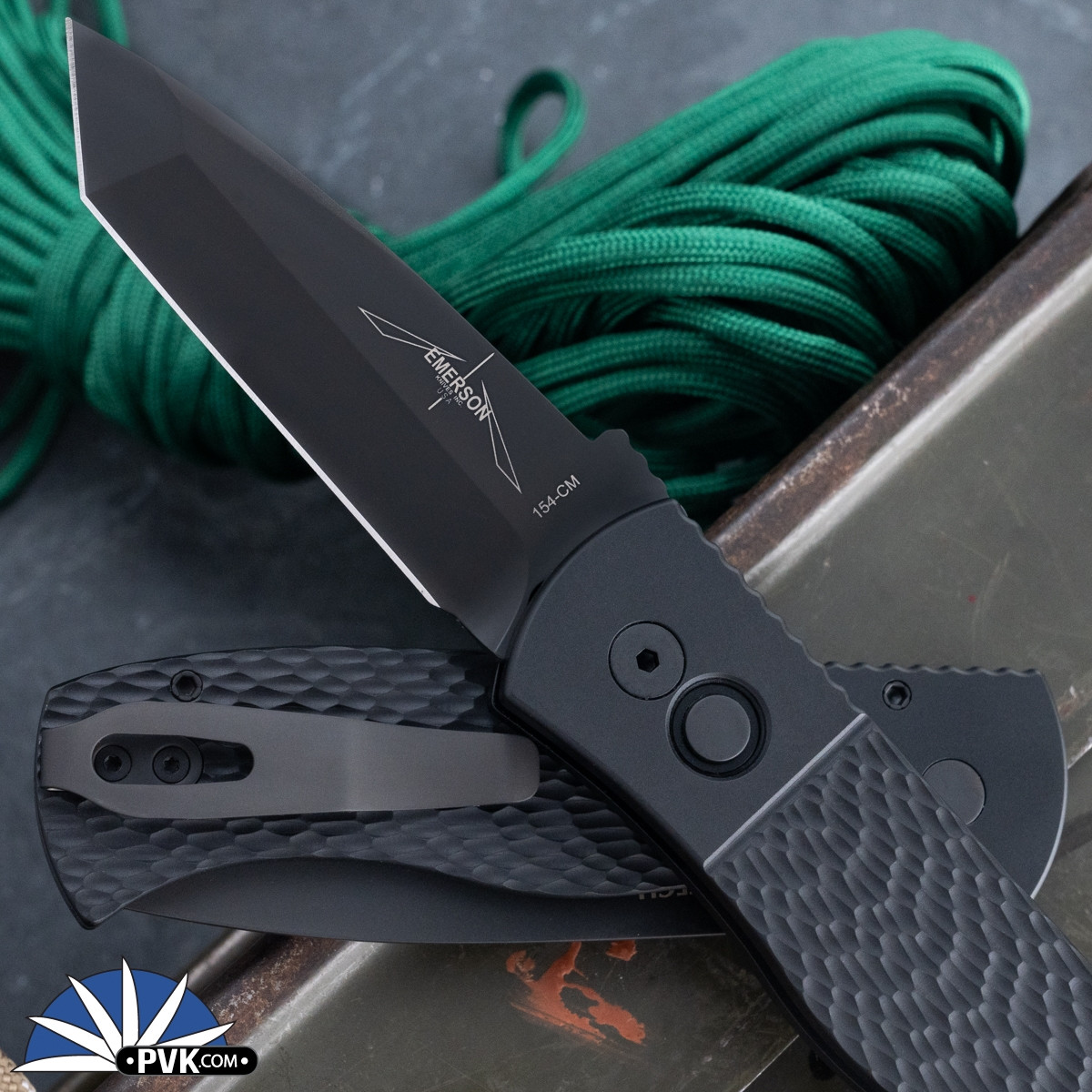 Protech Emerson CQC7 Auto E7T06 DLC Chisel Tanto Blade, Black
