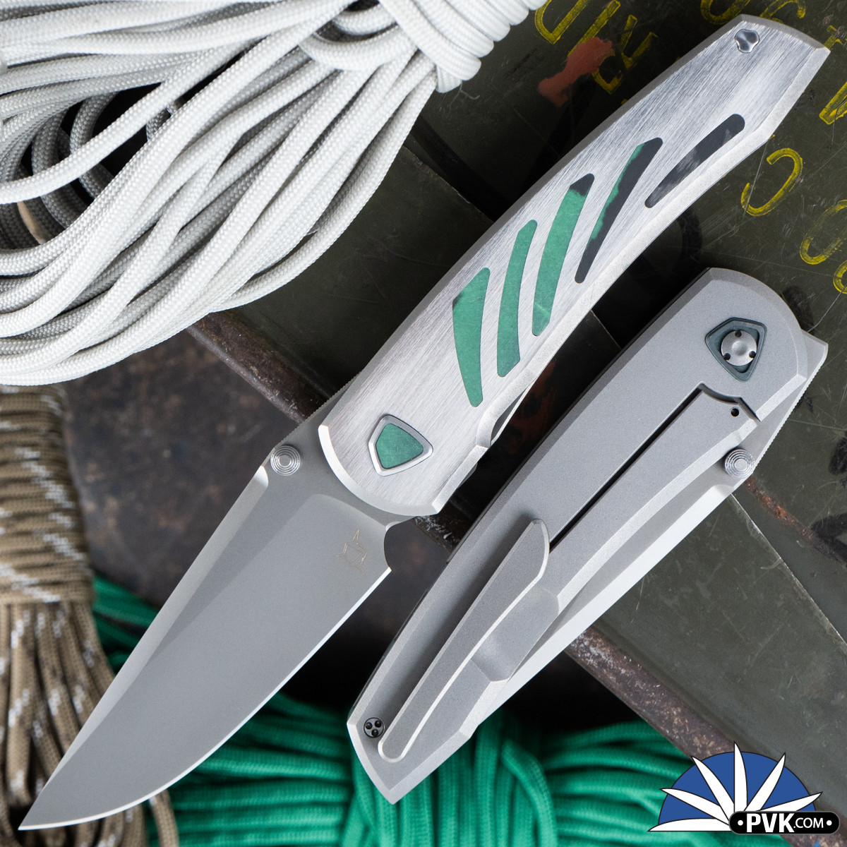 Sharknivco Waka, Blasted RWL34, Green & Black Camo Quartz 