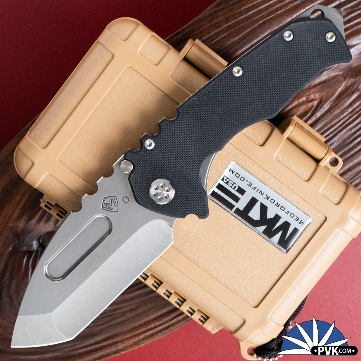 Medford Praetorian Genesis D2 Tanto Tumbled, Black G10 Top