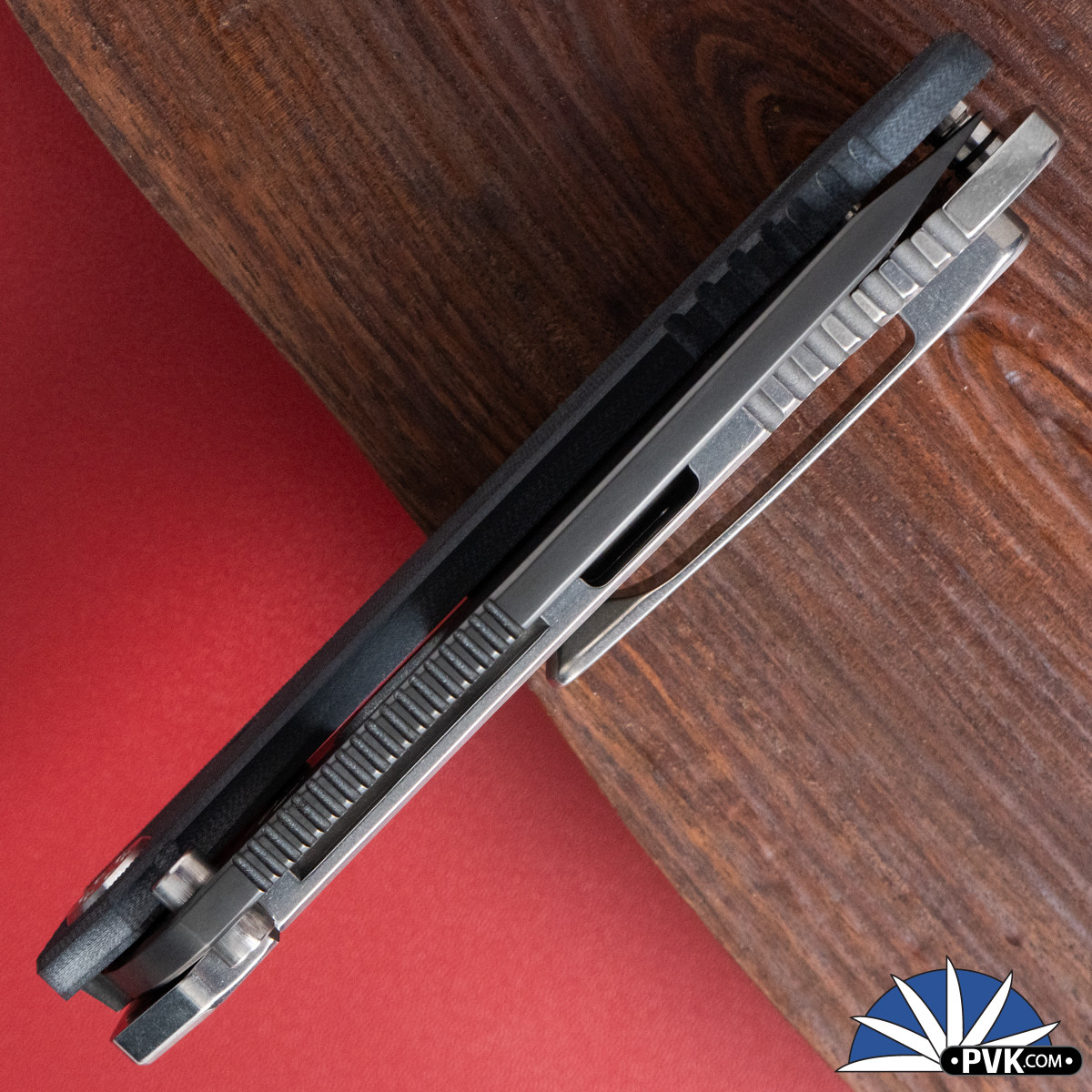 Medford 187 DP D2 PVD Drop Point, Black G10, Tumbled Titanium