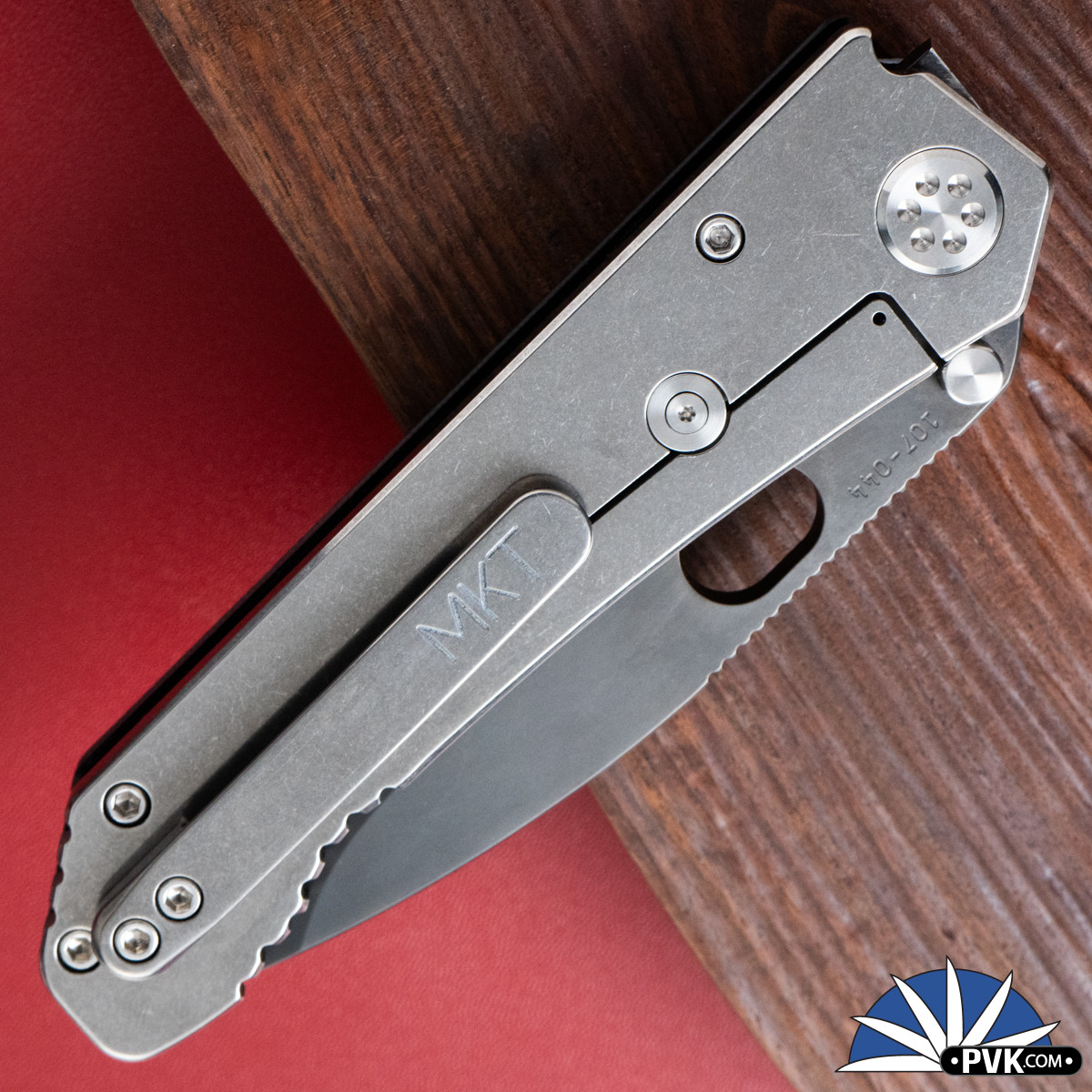 Medford 187 DP D2 PVD Drop Point, Black G10, Tumbled Titanium