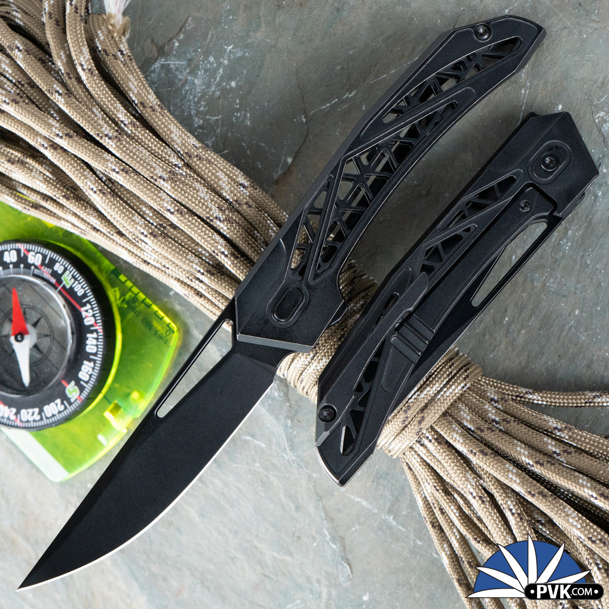 ハタ Avian Knives Topaza PVD Blade, Black Stonewash Titanium Handle - PVK