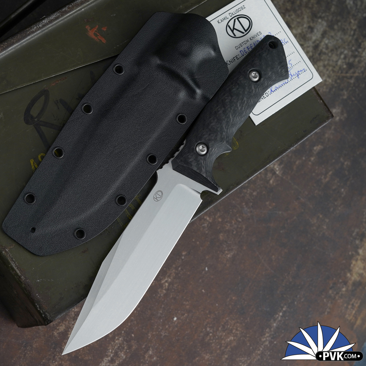 KD Knives Kamil Dlugosz Defender Gen. 2 Satin Finish Blade, Carbon