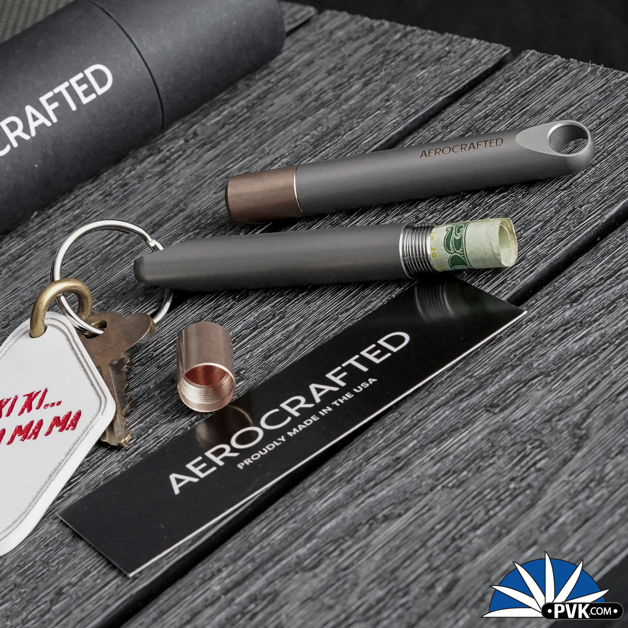 Aerocrafted Fairing Keychain Stash Titanium & Bronze, Large Size