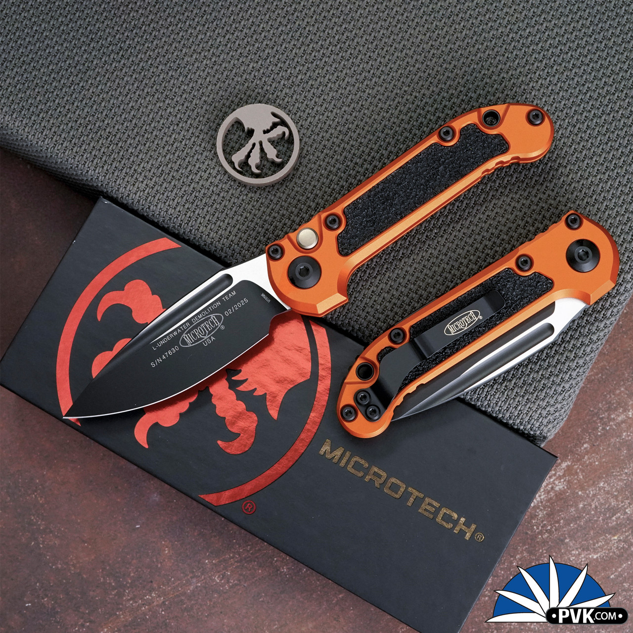 Microtech LUDT Gen 3 1135-1OR Black Blade, Orange Handle Grip
