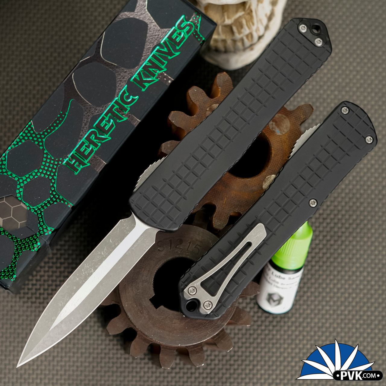 Heretic Knives Manticore-X Magnacut Double Edge Battle Worn Blade