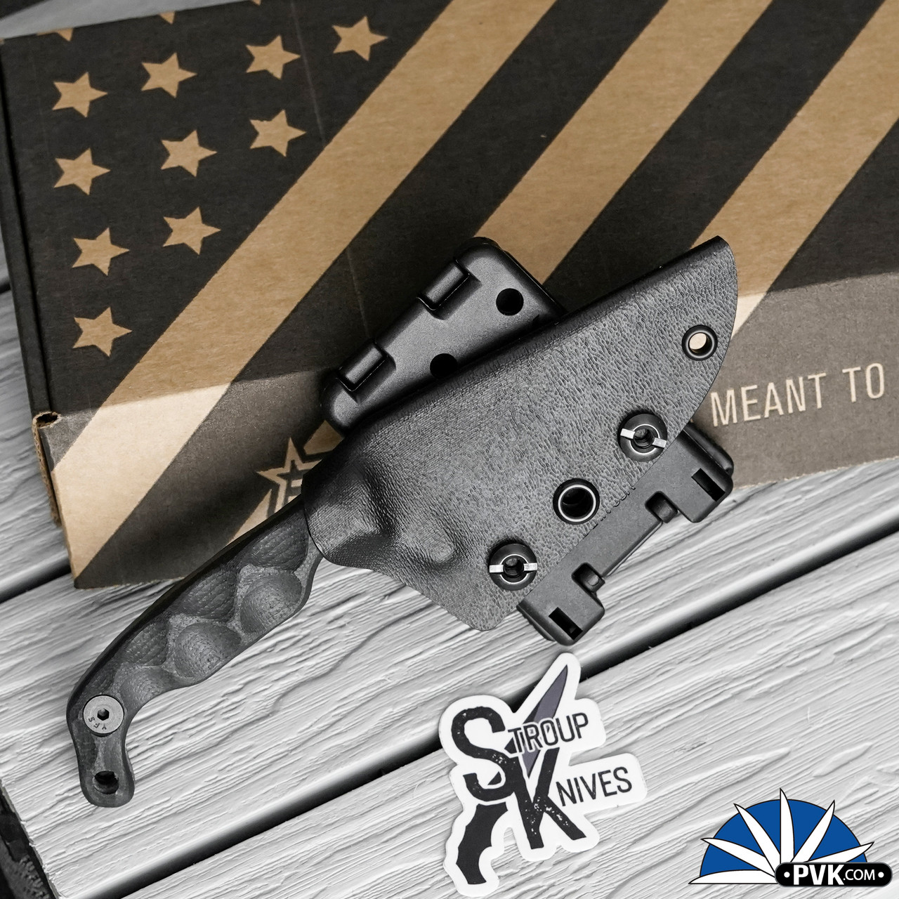 Stroup Knives Mini Mod 1 Fixed Blade Darkwash Blade, Textured