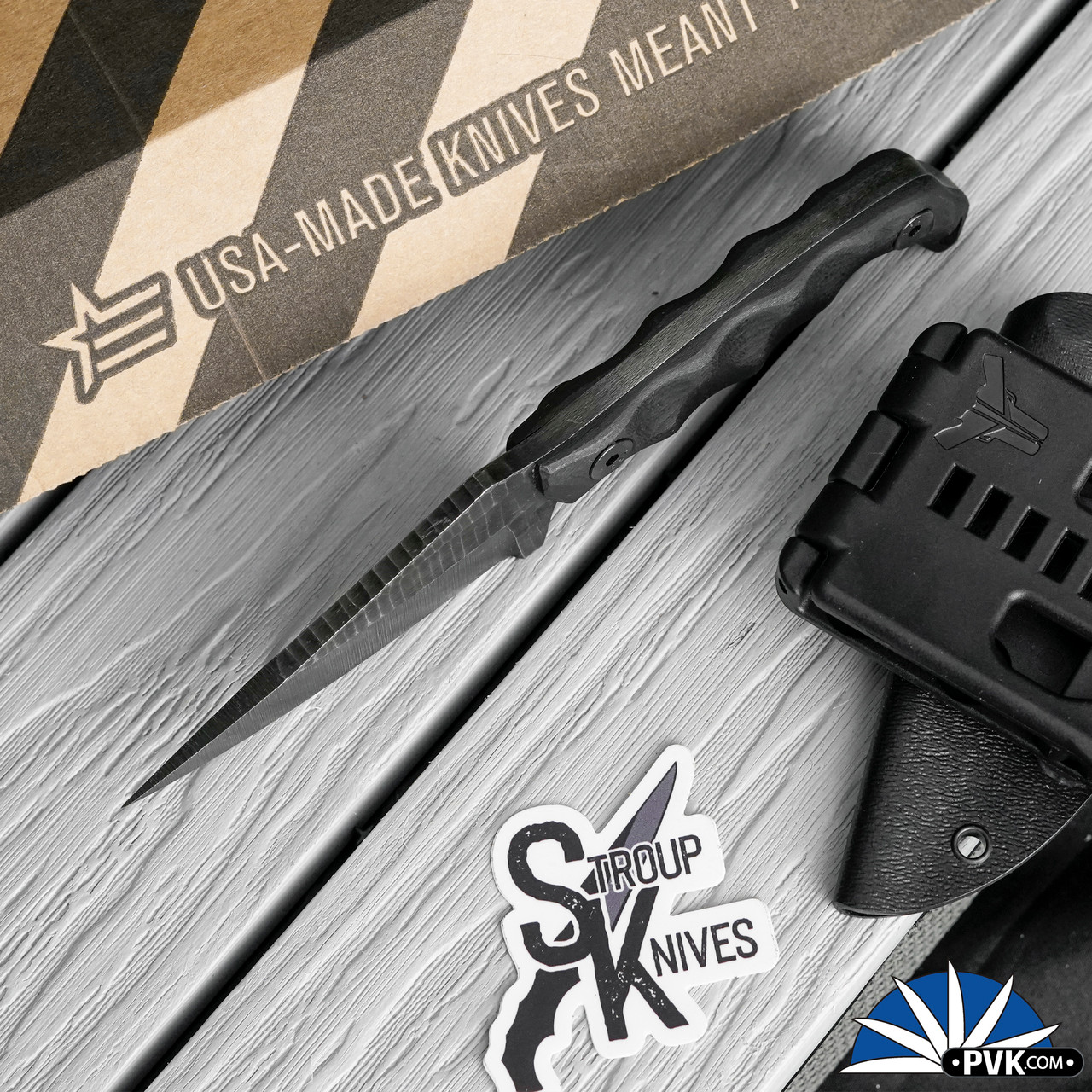 Stroup Knives Mini Mod 1 Fixed Blade Darkwash Blade, Textured