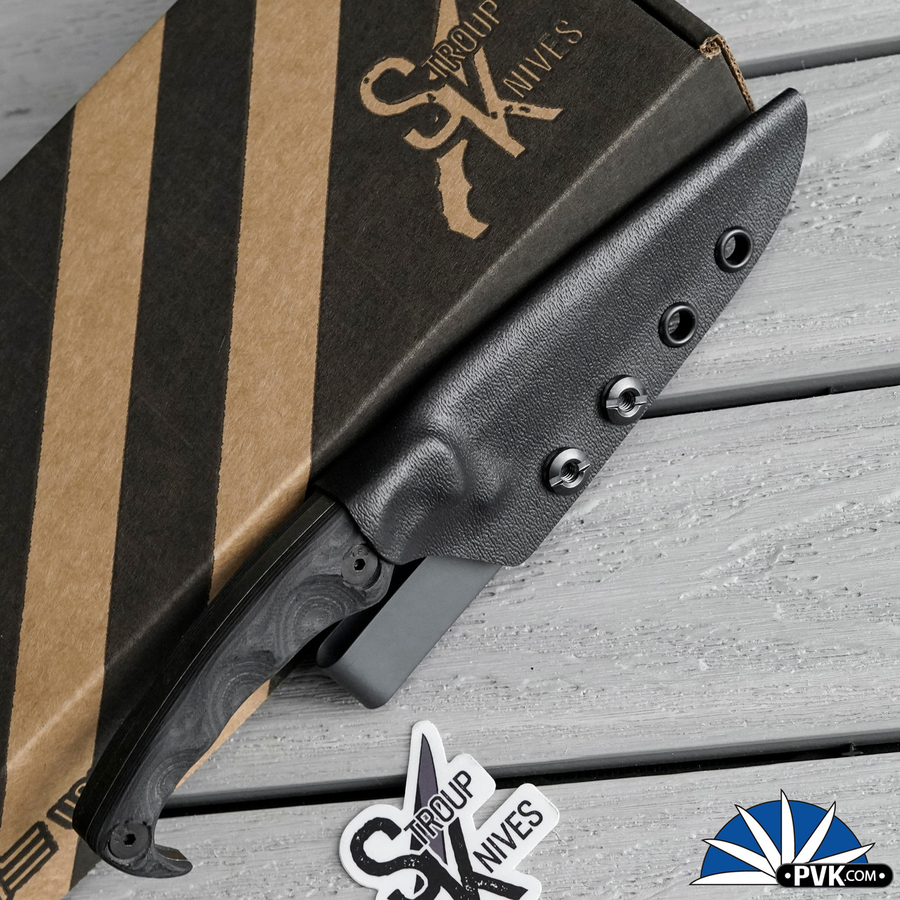 Stroup Knives MK2 Fixed Blade Darkwash Blade, Black G10 Handle - PVK