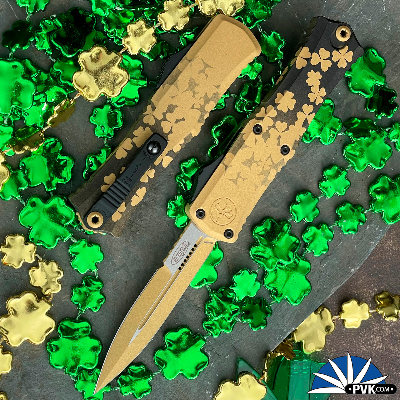 Microtech Hera II Mini 1701M-1SPDGDS Bayonet Gold Blade, Saint