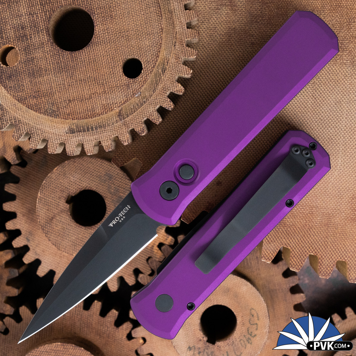 Protech Godson Auto 721 Black Blade Purple Handle V2 - PVK